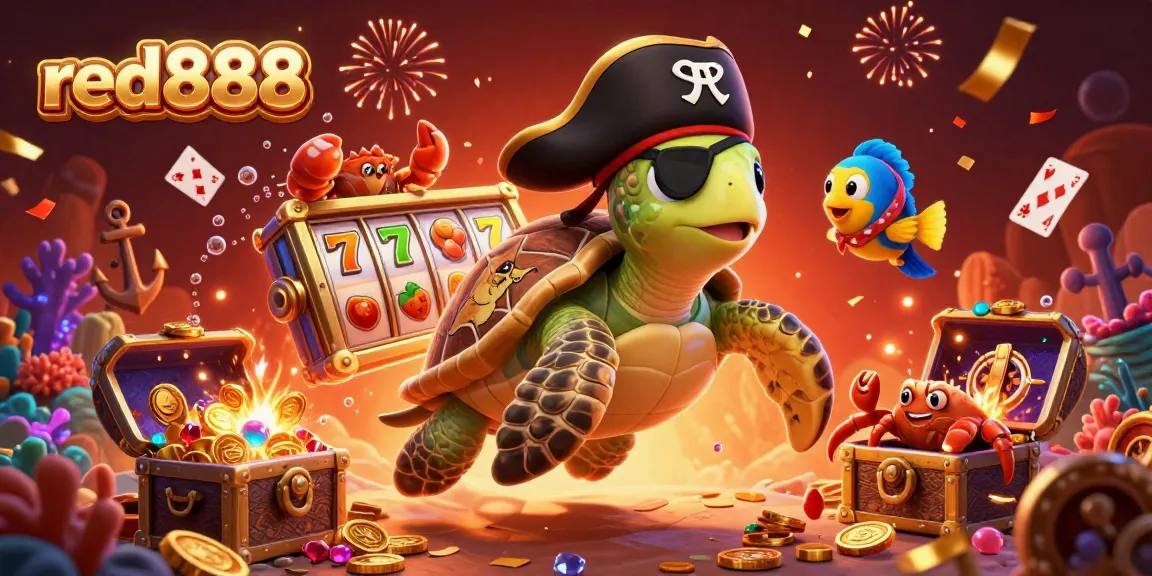 Experience winning thrills at red888 with a vibrant underwater casino scene featuring a turtle, crab, and parrotfish.