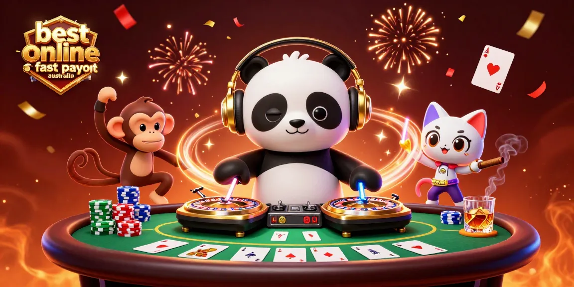 Experience the thrills at the best online casino fast payout Australia with vibrant 3D characters and casino elements.