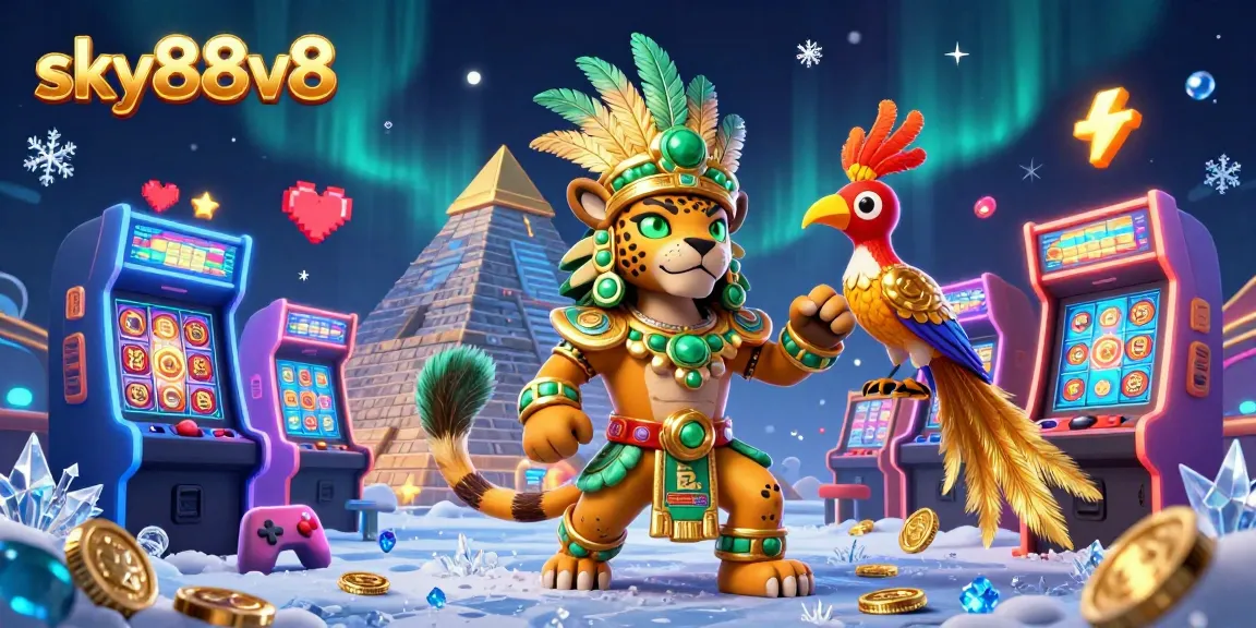 spin to win at sky88v8 with vibrant casino elements in a dynamic 3D scene