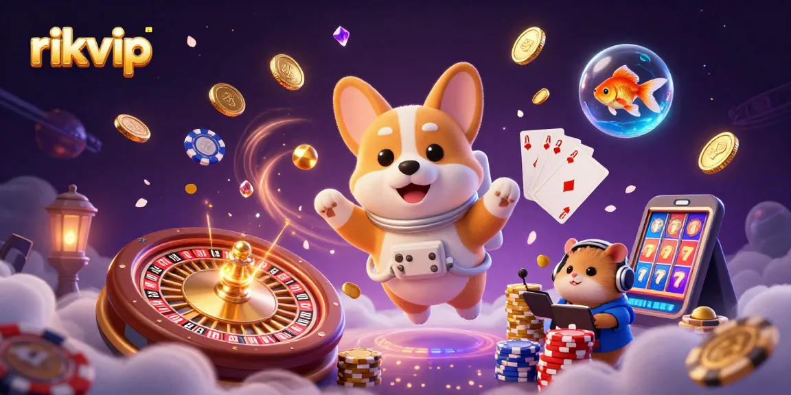 Experience the excitement of rikvip with animated games and winning rewards in a vibrant casino scene.