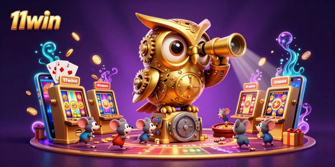 Experience the thrill of 11win with a vibrant casino scene featuring unique characters and dynamic game elements.