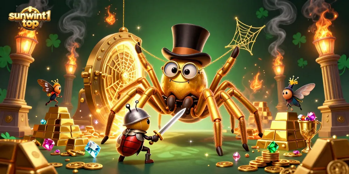 Join the action at sunwint1 top with the golden tarantula and beetle knight in a vibrant casino scene.